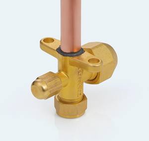 Vanne de dérivation à 3 voies de type S de 1/2 pouce, corps en laiton SAE à 45 degrés, tuyau en cuivre 23G, 800 PSI pour la connexion de charge de réfrigérant CVC - Product Image 3