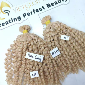 Pixie Curly K Tip Hair Blonde Color super double drawn extensions de cheveux vietnamiens bruts du Vietnam - Product Image 1