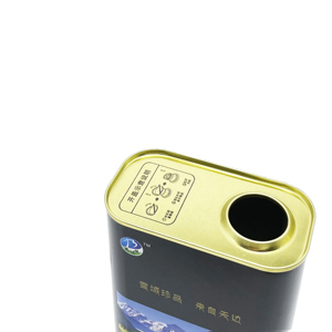 Boîte en fer blanc de 1,2 litre de qualité alimentaire pour huile comestible, rectangulaire, pour huile d'olive, avec couvercles en plastique et impression offset - Product Image 6