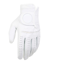 Vente en gros Gants de golf blancs antidérapants en cuir Cabretta Logo personnalisé Matériau souple Gants de golf ajustés pour femmes et hommes