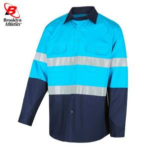 Camisa de trabajo de manga larga de algodón personalizable de alta visibilidad Ripstop amarillo con opción de logotipo - Product Image 2