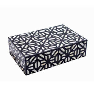 Boîte à mouchoirs rectangulaire de qualité supérieure avec finition en incrustation d'os, finition noire, pour voiture, bureau, maison - Product Image 1