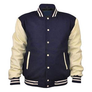 Logotipo personalizado de alta calidad Chenille bordado Patchwork Streetwear invierno Bomber Letterman hombres chaqueta de cuero Varsity para hombres - Product Image 5