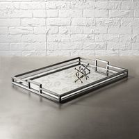 Plateau en métal et miroir artistique avec bords finement finis pour les accents de salon, de bureau et de table de salon