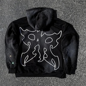 Sudadera con capucha lavada ácida personalizada con diseño de diamantes de imitación ropa de calle Sudadera con capucha de gran tamaño Impresión de logotipo unisex al por mayor - Product Image 3