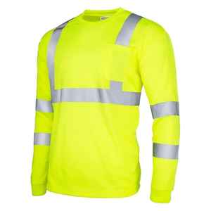 Chemises de travail unisexes en polyester à manches longues, haute visibilité, pour travaux routiers, avec logo personnalisé réfléchissant, vente en gros - Product Image 2