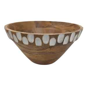Graceful Handcrafted Mango Wood <b>Small</b> Serving Bowls With Pink Paisley Enamel Patterned Interior For Decorative <b>Table</b> Showcase - Product Image 6
