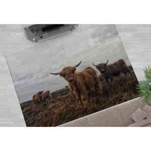 Alfombra con Diseño de Vaca Highland: Estampado de Animales Salvajes, Decoración de Oficina, Alfombra Delgada No Tejida - Product Image 4