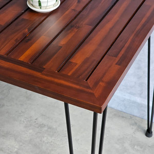 Modern 120x70cm Outdoor Dining <b>Table</b> with Durable Acacia Wood and <b>Foldable</b> Hairpin Iron <b>Legs</b> for Camping-CFD68205 - Product Image 5