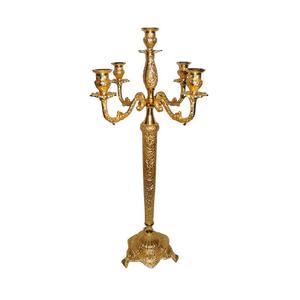 Candelabro de latón con diseño de grabado en oro, 5 brazos, 3 soportes, Base, nuevo diseño, venta al por mayor, directo al fabricante - Product Image 1