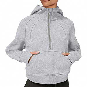 Moda mujer 2025 Casual Hoodie manga larga Color sólido Fleece Pullover con cuello alto y bolsillos para invierno - Product Image 3
