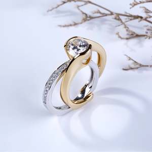 Jeulia Asymmetric Round Cut Sterling <b>Silver</b> Fashion <b>Ring</b> <b>Set</b> - Product Image 6