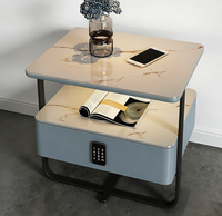 Table de chevet intelligente à chargement sans fil avec lumière LED, livraison rapide, tiroir de rangement à serrure numérique, mobilier de chambre à coucher