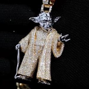 <b>Mens</b> Customized Yoda Logo 925 <b>Silver</b> Moissanite Diamond <b>Pendant</b> Jewelry Hip Hop Style Cartoon Fine Jewelry <b>Pendants</b> & Charms - Product Image 3