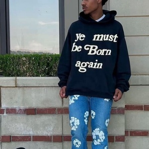 Ropa de calle de felpa francesa de algodón de alta calidad Unisex Vintage para Sudadera con capucha con estampado de espuma para hombre - Product Image 1