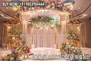 Delizio éblouissant Fiber piliers mariage Mandap Dreamy Fiber Palazzo pilier Mandap configuration indien doré sculpté mariage Mandap - Product Image 2