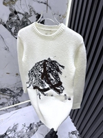 Pull tricoté à col rond pour homme, manches longues, contraste blanc et noir, motif écossais, anti-plis, style décontracté streetwear, vente en gros