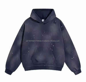 Sudadera con capucha de peso pesado Vintage para hombre, sudadera de algodón térmico de felpa de gran tamaño, diseño bordado, ropa de calle de invierno sólida - Product Image 5