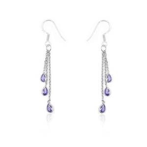 ทำด้วยมือเงิน925เครื่องประดับงานแต่งงานต่างหูอเมทิสต์ธรรมชาติแท้น้ำหนักเบาสีม่วงทันสมัยสง่างาม - Product Image 2