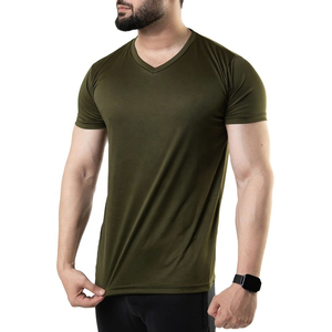 T-shirt de course à col en V personnalisable pour hommes, léger, polyester, spandex, séchage rapide et respirant, style formel - Product Image 1
