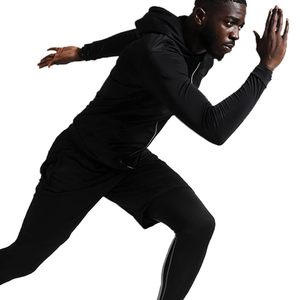 Conjunto de entrenamiento de gimnasia activo de 2 piezas para hombre, mallas y pantalones cortos de compresión Fitness de manga larga, ropa de Yoga personalizable - Product Image 3