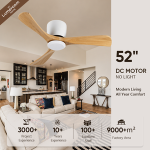 Ventilador de Techo Moderno de 52 Pulgadas Sin Luz, Control por Aplicación, Montaje Empotrado, Motor Silencioso de Corriente Continua para Exteriores - Product Image 1