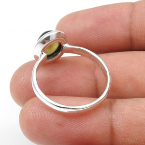 Luxury Hand <b>Crafted</b> Minimalist Design Natural Black Opal Sterling Silver Eternity Vermeil <b>Rings</b> Personalized Birthstone <b>Rings</b> - Product Image 4