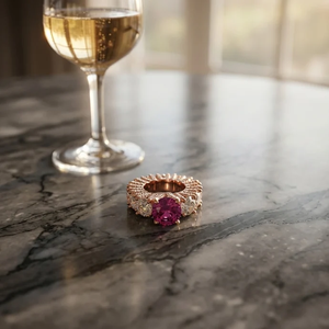 Bague d'éternité en or rose avec pierre rose taillée en forme de cœur, bijoux élégants pour femmes, cadeau de fête de mariage - Product Image 4