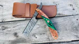 Edge Master Manufacture EM-1200 Ensemble de couteaux multi-usages à lame en acier Damas forgée à la main, rasoir de rasage personnalisable, manche en bois OEM pour barbiers - Product Image 6