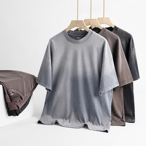 Nouveau design T-shirts à épaules tombantes pour hommes 100% coton coupé et cousu T-shirt vintage surdimensionné délavé à l'acide - Product Image 1