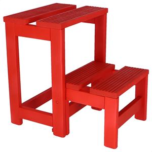 WELL HOME Sgabello a 2 gradini in legno con finitura rossa 32x23x40 cm - Product Image 6