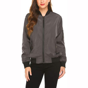 แจ็คเก็ตบอมเบอร์ผู้หญิงไซส์ใหญ่สำหรับฤดูหนาว ผ้าถัก ระบายอากาศได้ดี ลายพิมพ์ออกแบบเอง ซิปด้านหน้า - Product Image 3