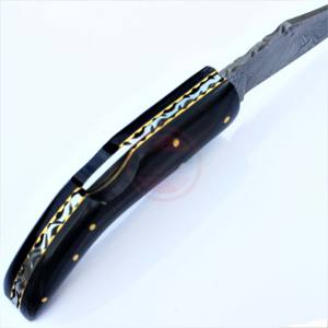 Lame pliante en acier damas manche en bois couteau de poche de camping couteaux pliants de chasse en plein air - Product Image 3