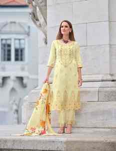 Nuevo 2024 último traje de diseñador Evergreen estilo moderno Banarasi Jacquard Spun seda Kurti pantalón con trabajo manual exclusivo para la venta - Product Image 5