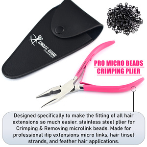 Nouveaux outils d'extension de cheveux Pince à sertir pour microbilles Pince d'extension de cheveux avec poignée confortable pour ajuster l'application des perles - Product Image 5