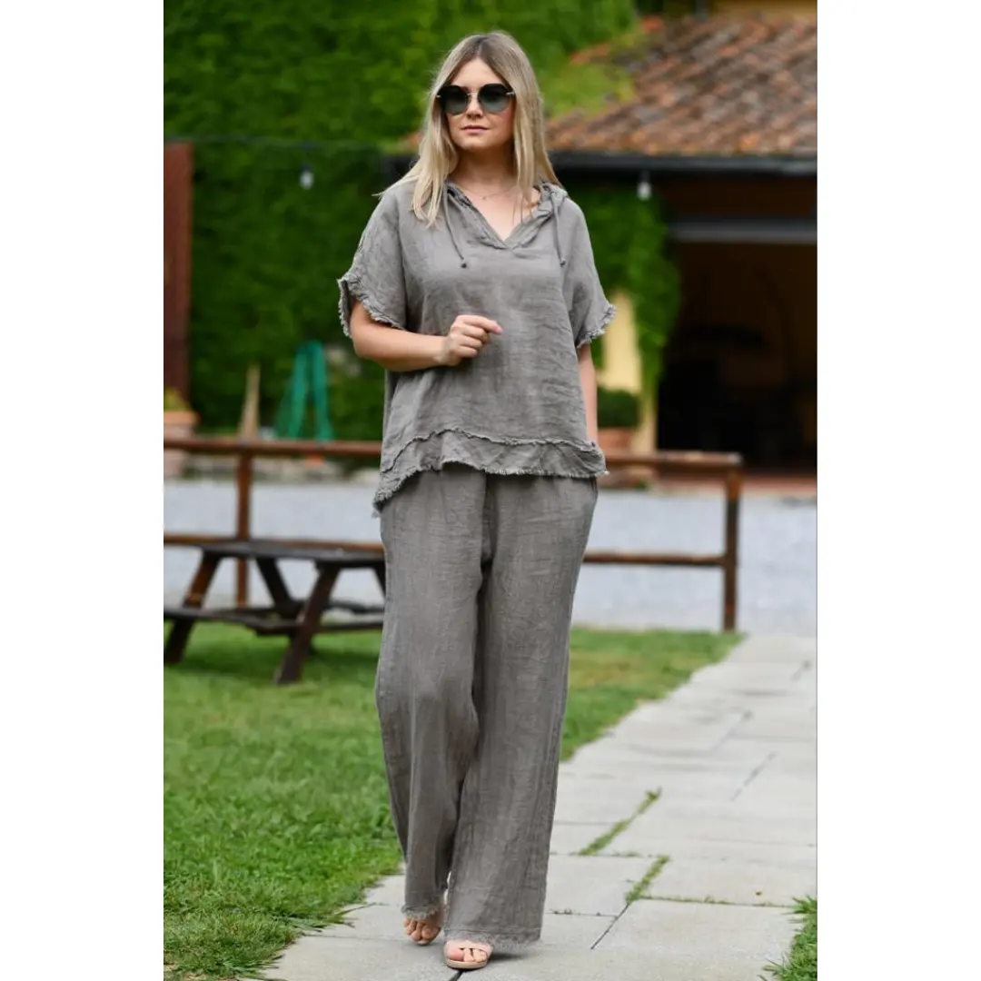 High quality Italy made women's linen pant