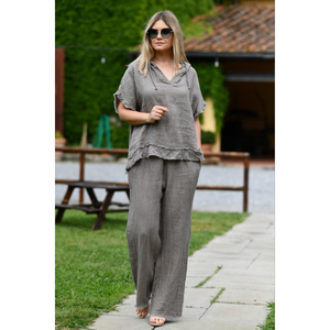 High Quality Italy Made Women's Linen Pant