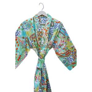 Kimono en coton de haute qualité, vêtements de nuit avec motif floral, cadeau de la fête des mères, fabrication en gros, logo avant à bas prix - Product Image 4