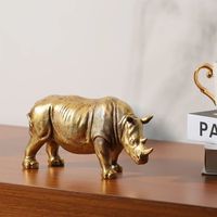 Statue de rhinocéros en aluminium doré moderne, faite à la main, sculpture décorative haut de gamme pour la décoration intérieure et extérieure de la maison, du jardin ou de l'hôtel