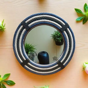 Miroir mural en incrustation d'os artisanal avec cadre en bois, superposition en résine, base en MDF solide, pièce décorative ethnique élégante pour les mariages - Product Image 1