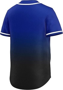 เสื้อเบสบอลพิมพ์ลายไล่เฉดสีน้ำเงินดำสำหรับผู้ชาย แขนสั้น ผ้าตาข่าย ระบายอากาศ ป้องกันรังสียูวี เป็นมิตรกับสิ่งแวดล้อม ติดกระดุมด้านหน้า - Product Image 6