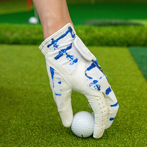 Gants de golf en cuir blanc personnalisables avec tissu antidérapant, design durable et taille originale pour le sport - Product Image 6