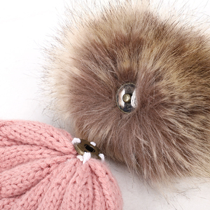 Knit Winter Leather Patch Logo Beanie <b>Hats</b> Pom Pom Knitted Bobble <b>Hat</b> Custom - Product Image 5
