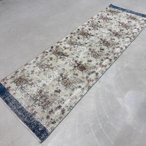 Turkish <b>Runner</b> <b>Rug</b> 2.9x9.1 ft, Gray Blue Moroccan <b>Rug</b> Wool - Product Image 2