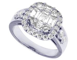 Anillo de Plata de Ley 925 para mujer con Esmeralda redonda y corte Baguette Moissanite diamante elegante anillo de forma múltiple - Product Image 3