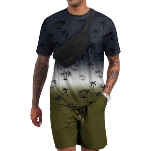 Mode été respirant deux pièces survêtement hommes haute qualité t-shirts ensembles hommes décontracté shorts ensembles - Product Image 3