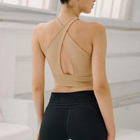 Soutien-gorge de sport, de gym et de yoga 2024 personnalisé avec logo, respirant, à maintien élevé, sans coutures, grande taille, 100 % coton, bretelles croisées, séchage rapide, vente en gros