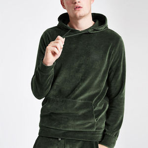 Sudaderas con capucha de terciopelo para hombre de mejor estilo 100% algodón cómodo cálido para el invierno último diseño precio al por mayor terciopelo para hombre con capucha - Product Image 1