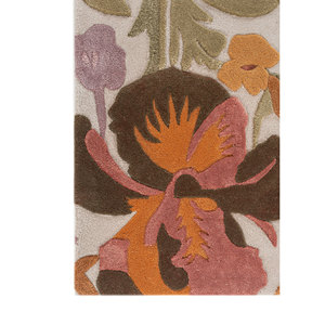 Tapis en laine et viscose tuftés à la main Nebulora Ivory, rectangulaires de 4 m, motif floral rayé pour couloir, salon, 10 mm de hauteur de poils - Product Image 4