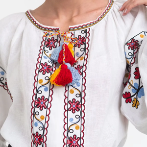 Meilleures ventes Robes de tous les jours bohèmes pour femmes Vyshyvanka Motifs de broderie Chemisier à manches longues Glands Tissé Tissage Débardeurs - Product Image 1